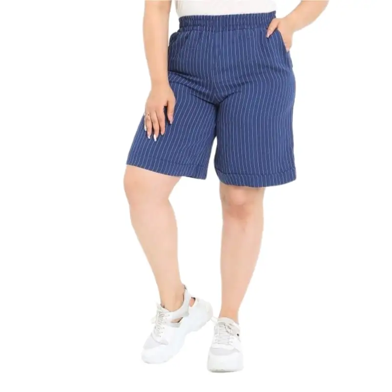 Hanezza Женская мода большого размера 2021 летняя одежда полосатые с высокой талией