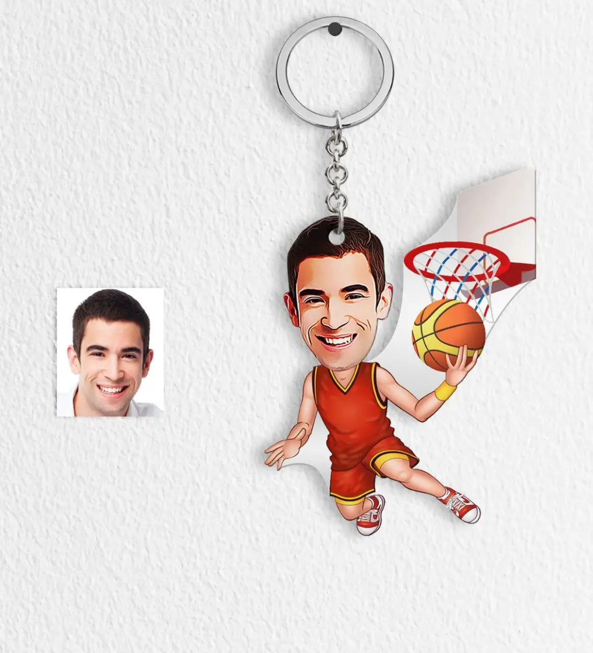 

Personalized Men Basketball Player Cartoon Keychain-1