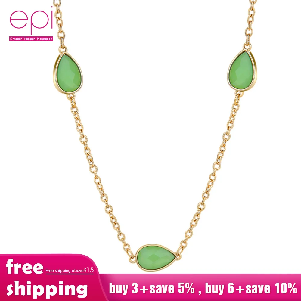 EPI женское ювелирное изделие кулон длинное ожерелье имитация изумруда чокер