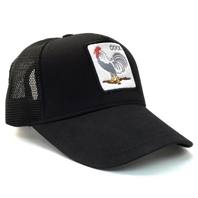 

New Season Men's Cock Cap Mesh Embroidered Fashion Standart Size Black Trucker Outdoor Streetwear Hip Hop Animal Casual