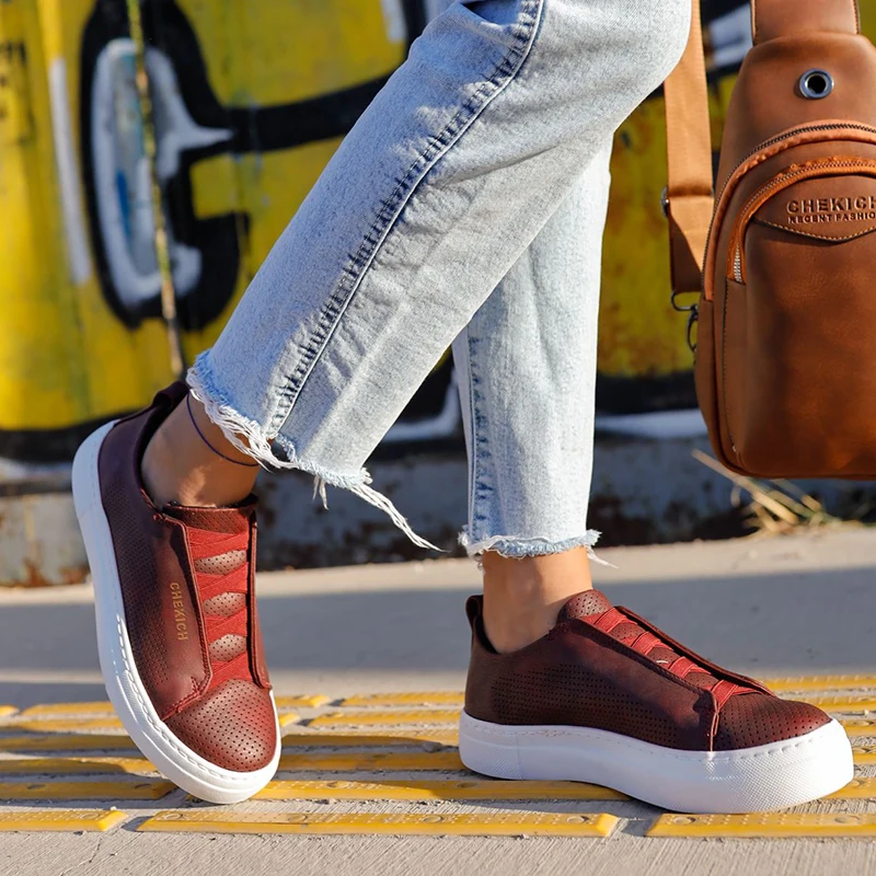 

Chekich Women Shoes Tan Color Elastic Banded Non Leather New Season Solid Casual Breathable Best Sneakers Vulcanized Odorless Footwear White Outsole Office Fashion Lightweight Wedding Flats CH011 Women V6