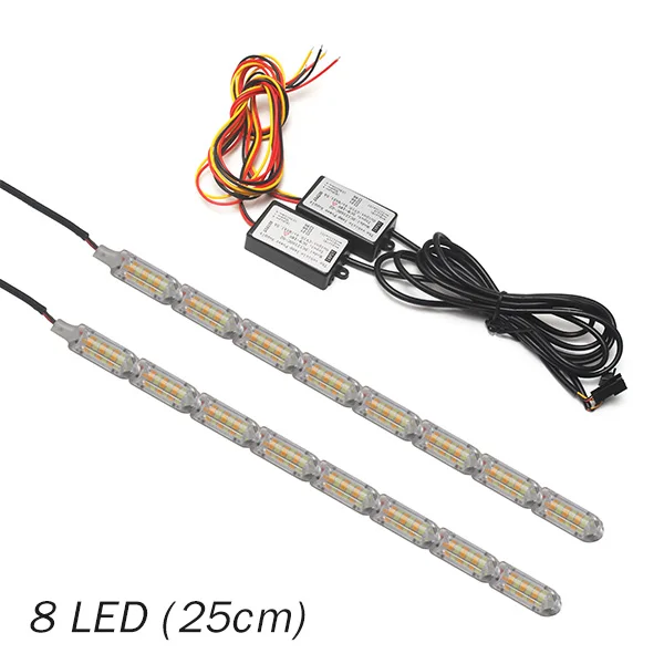 25cm 8LED 2 шт. водонепроницаемый гибкий светодиодный светильник s Новое поступление DRL Дневной ходовой светильник последовательного потока стиль переключатель головной светильник s - Цвет: 25cm 8LED