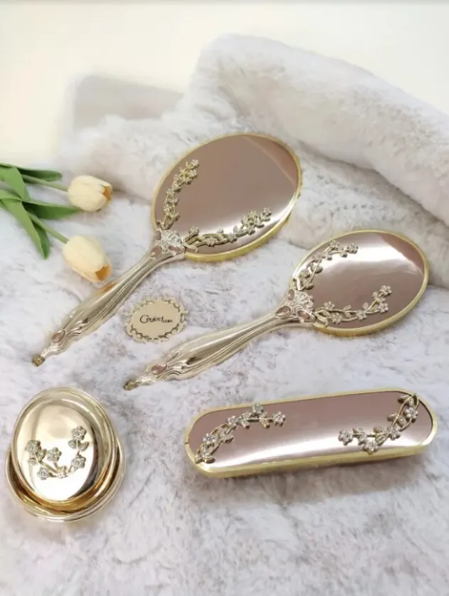 Gold Bow Mirror Comb Set 2 | Дом и сад