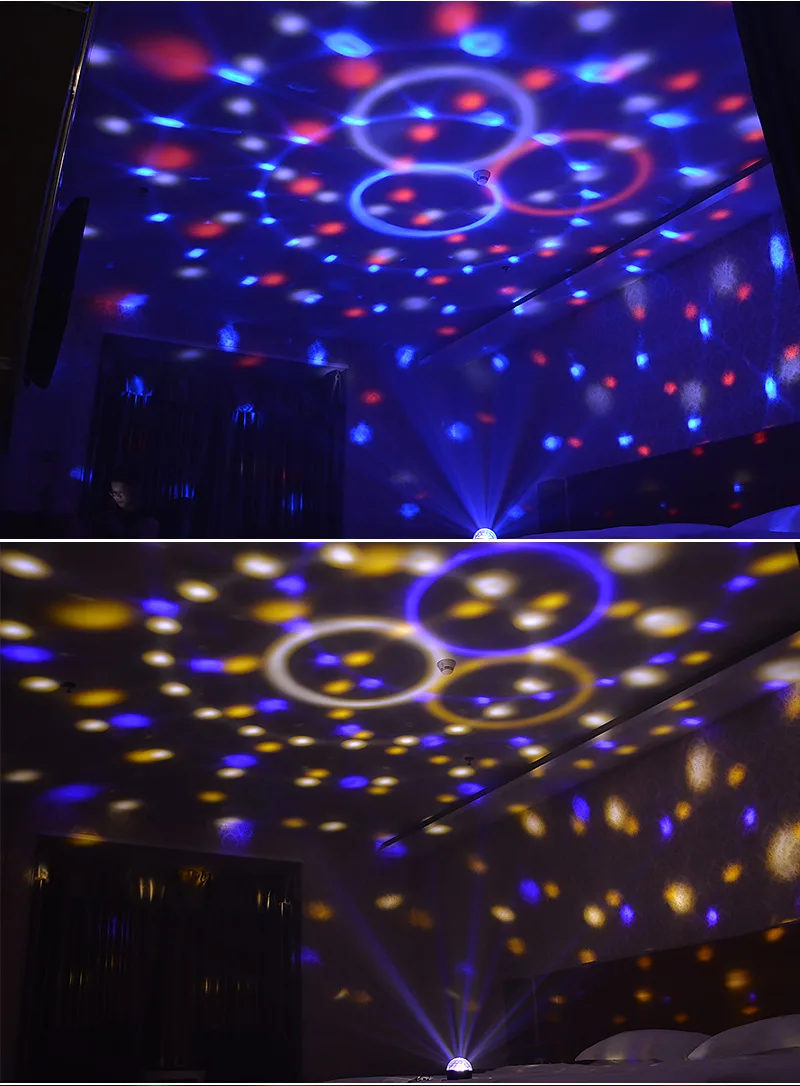 

Rotating DISCO Sound Ball Party Lights Strobe Light 15W 9 color LED Stage Lights For Christmas Home KTV Xmas Wedding Show