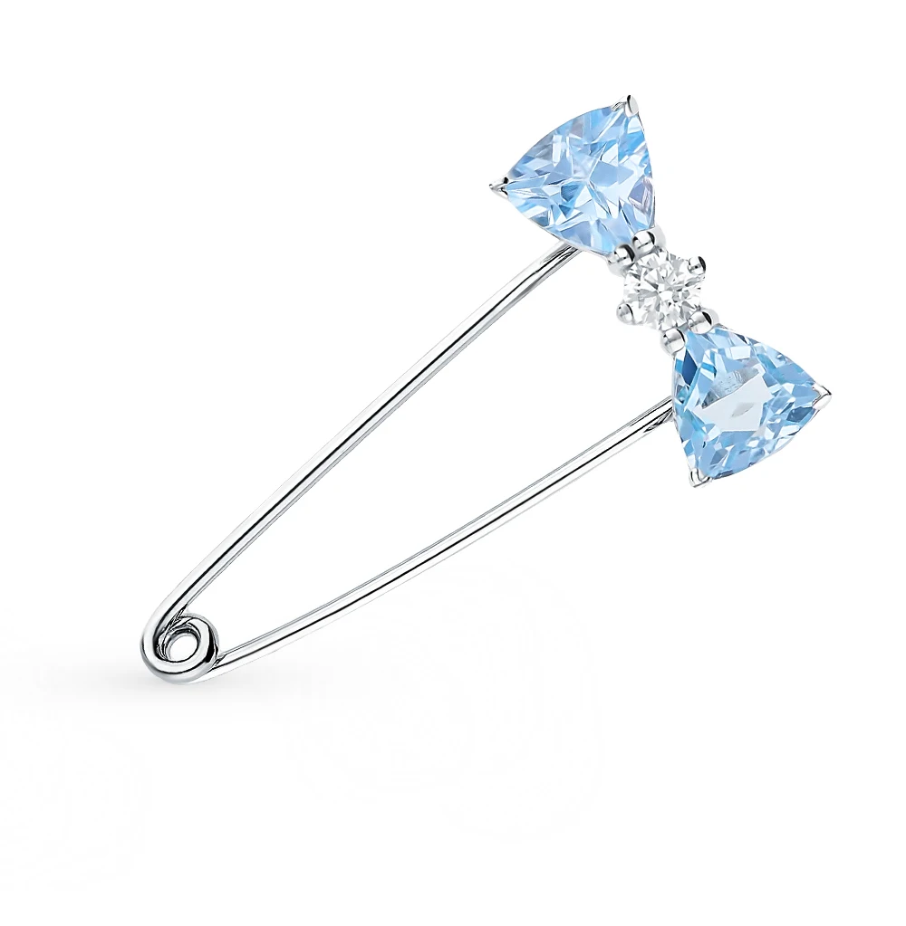 Серебряная брошь с топазами и фианитами SUNLIGHT | Украшения аксессуары