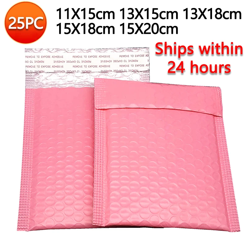 

25pcs Pink polymailer envelopes Self Seal mailing bubble mailers shippping bags for small business supplies envelope fast ship