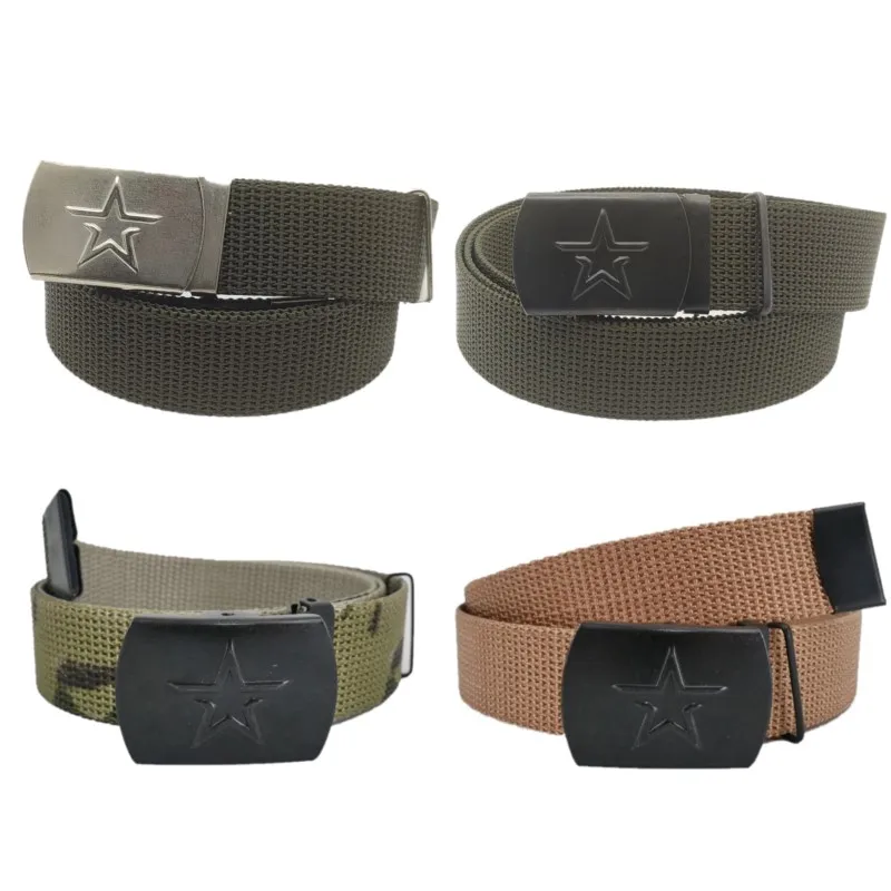 Ремень мужской текстильный брючный уставной армейский со звездой Российская