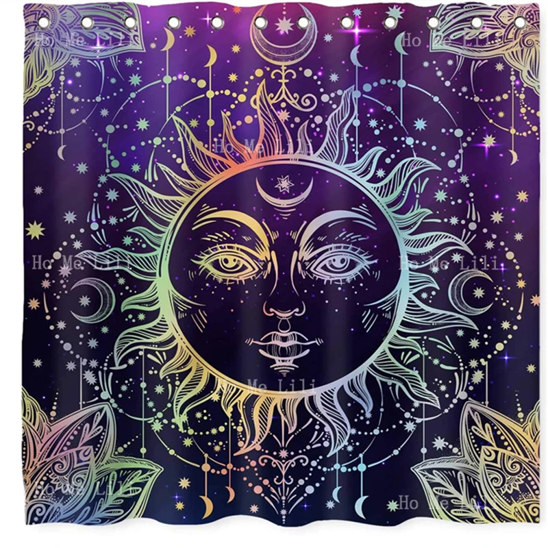 Mandala Celestial Moon Face Sleep Bohemian Indian Lotus Beauty Girl Star Fantasy Galaxy Starry Sky Hippie Shower Curtain