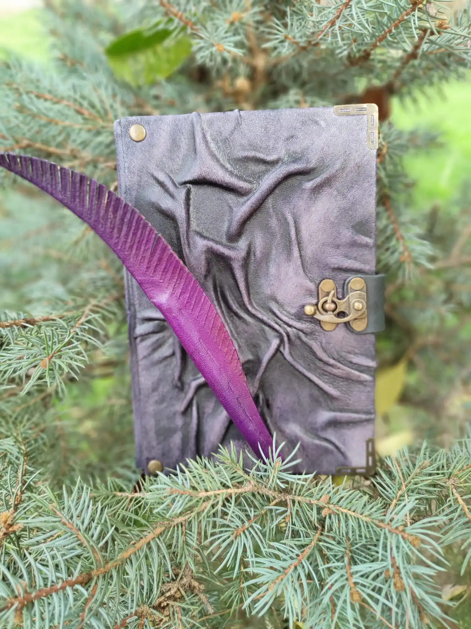 

Purple Genuine Leather Şamua Antiquing Paper Handmade Gift Moment Diary Notebook Special Production Only One Pieces.