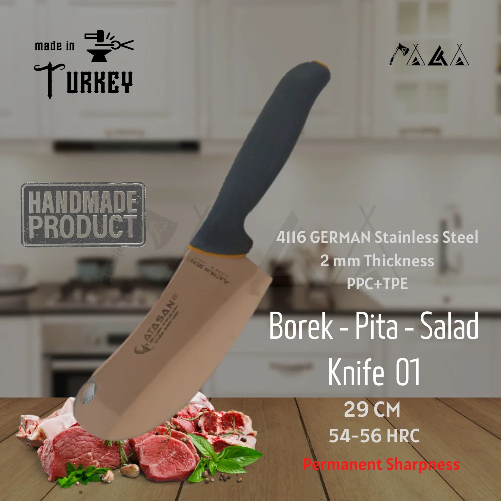 ATASAN Platinium Series Borek Pita Salad Knife 01 Handmade High Quality Professional Stainless Steel Steak Knife Turkish2021