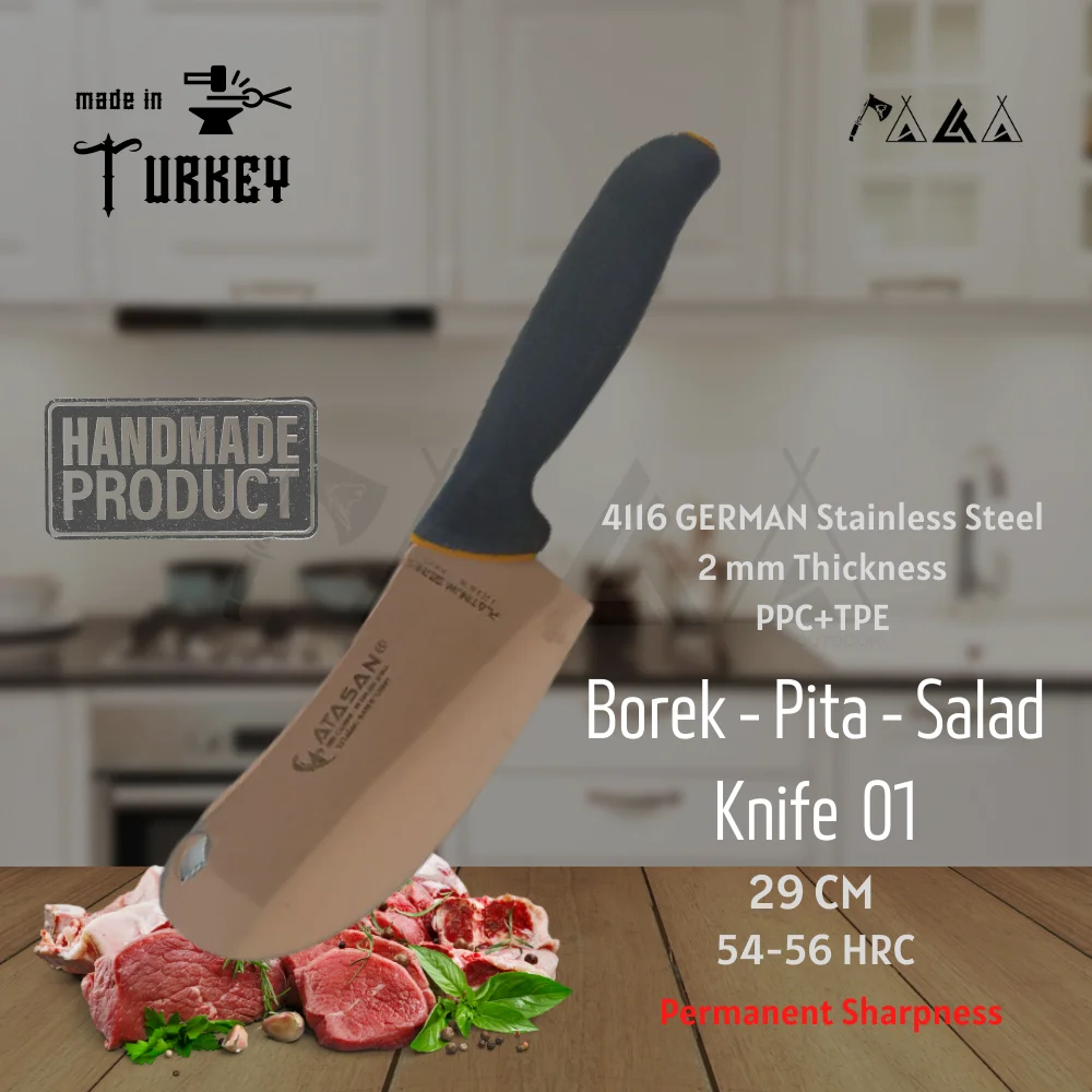 

ATASAN Platinium Series Borek Pita Salad Knife 01 Handmade High Quality Professional Stainless Steel Steak Knife Turkish2021