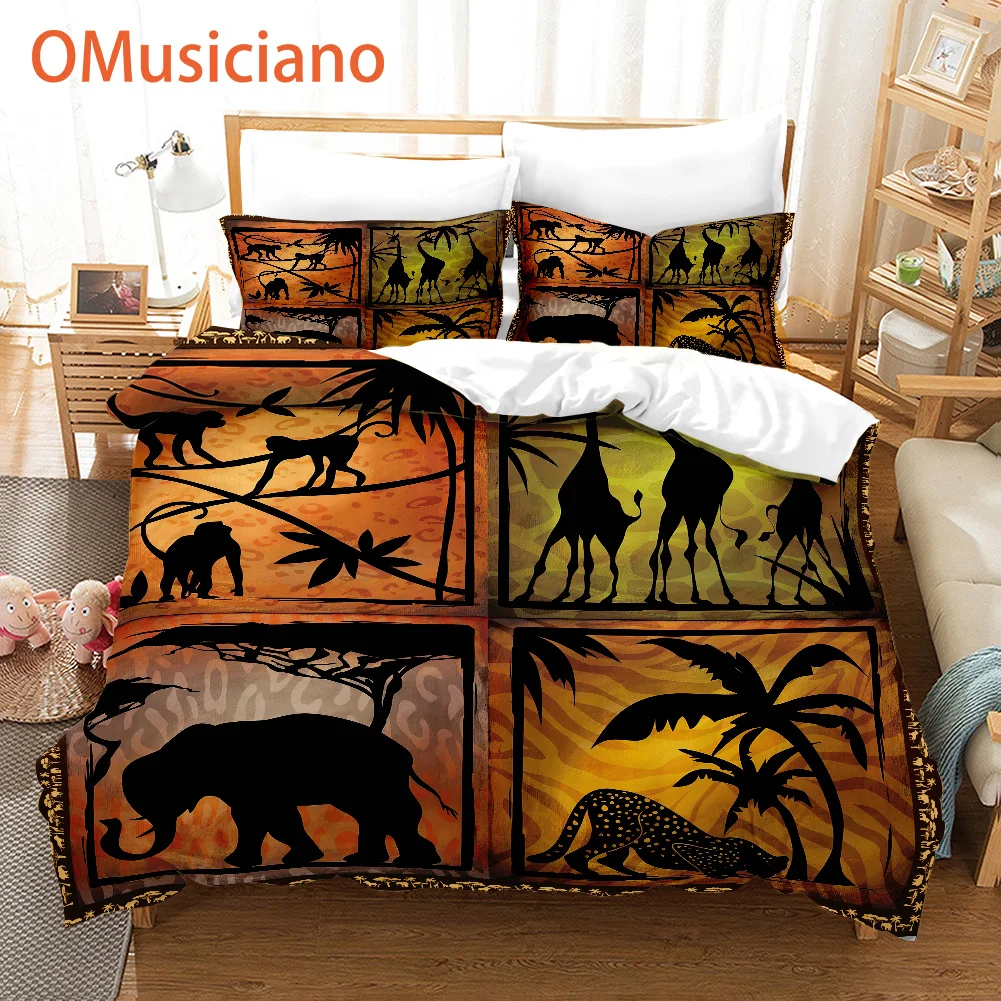 

OMusiciano safari jungle digital print custom bedding set, comforter / zoo duvet cover set full queen king,animal 3pcs
