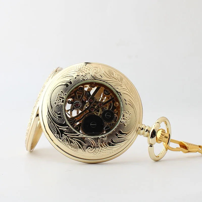 Hollow Gear Retro Pocket Watches Mechanical Steampunk Vintage Charm Necklace Pendant with Chain Gifts Pocket&Fob Watch