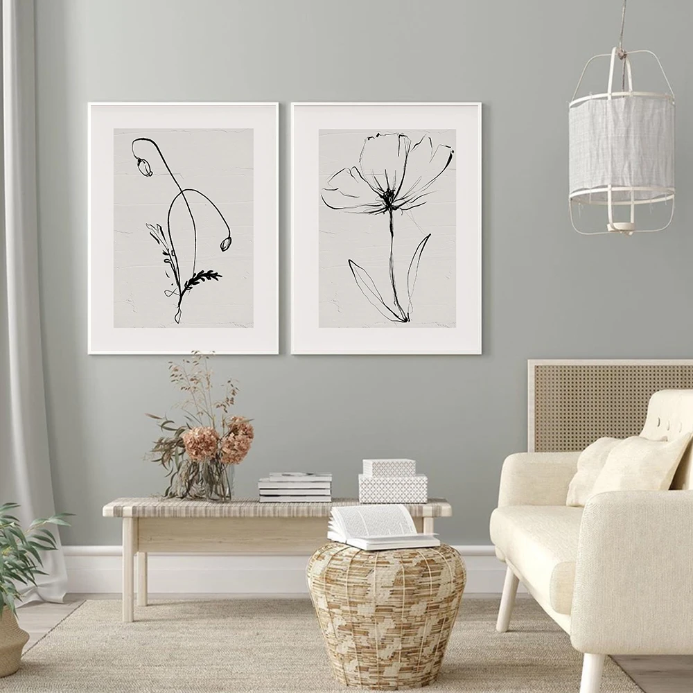 

Vintage Botanical Poster Black White Canvas Painting Flower Art Print Line Drawing Wall Picture For Living Room Home Decor