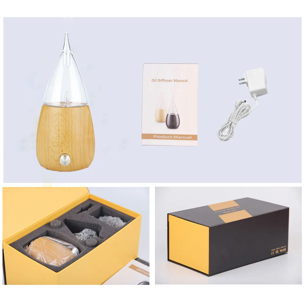 Безводный распылитель эфирных масел деревянный стеклянный ароманебулайзер для