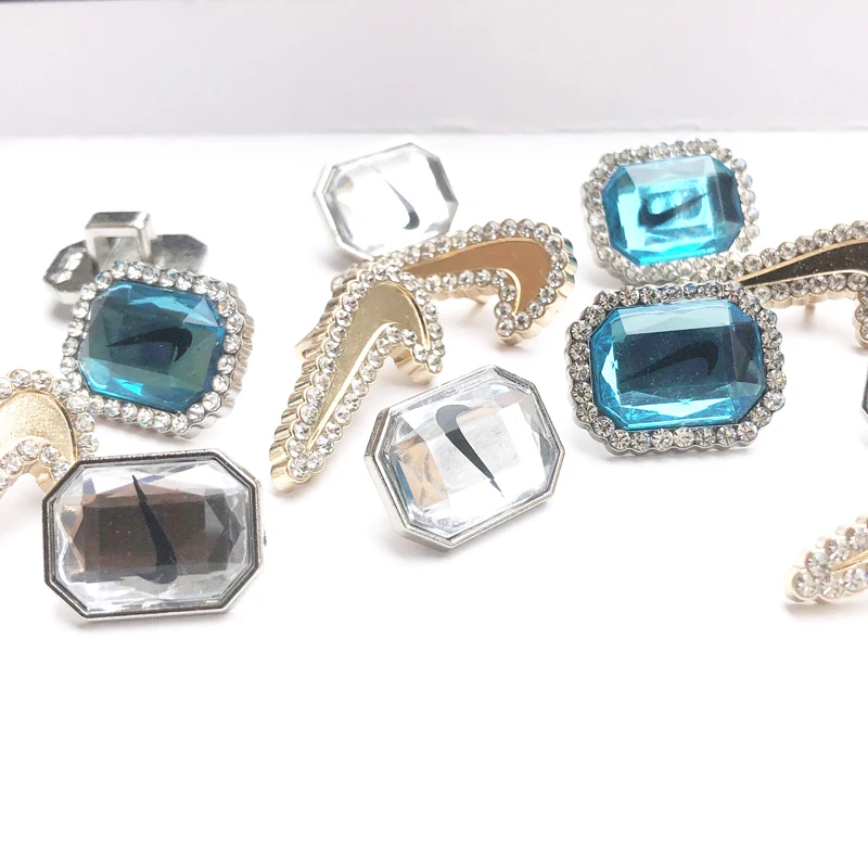 

Shoe Jewelry AF Sneaker Decoration for Women Rhinestone Shoe Buckle Shining Decorative Jewels Gold Silver Blue Metal Tag