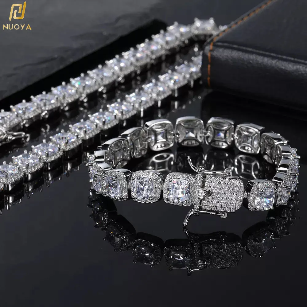 

10Mm Clustered Tennis Bracelet Double-Safety-Clasps Iced Out Aaa Cubic Zircon Stones For Men Women Luxury Jewelry Y2K