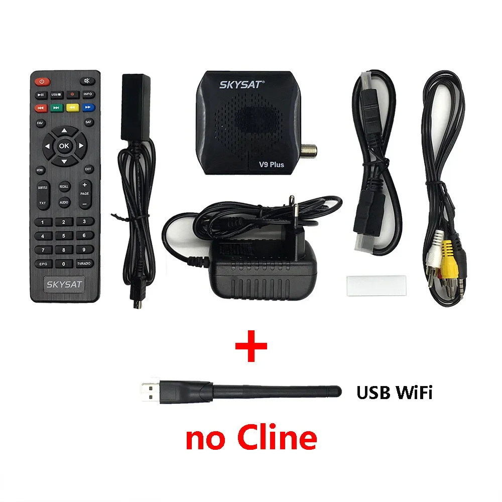 V9P WiFi no Cline Супер Мини спутниковый ТВ приемник SKYSAT V9 Plus с 1 год CCCam Испания Европа Cline опционально PowerVu wifi Мини HD телеприставка - Цвет: V9P WiFi no Cline