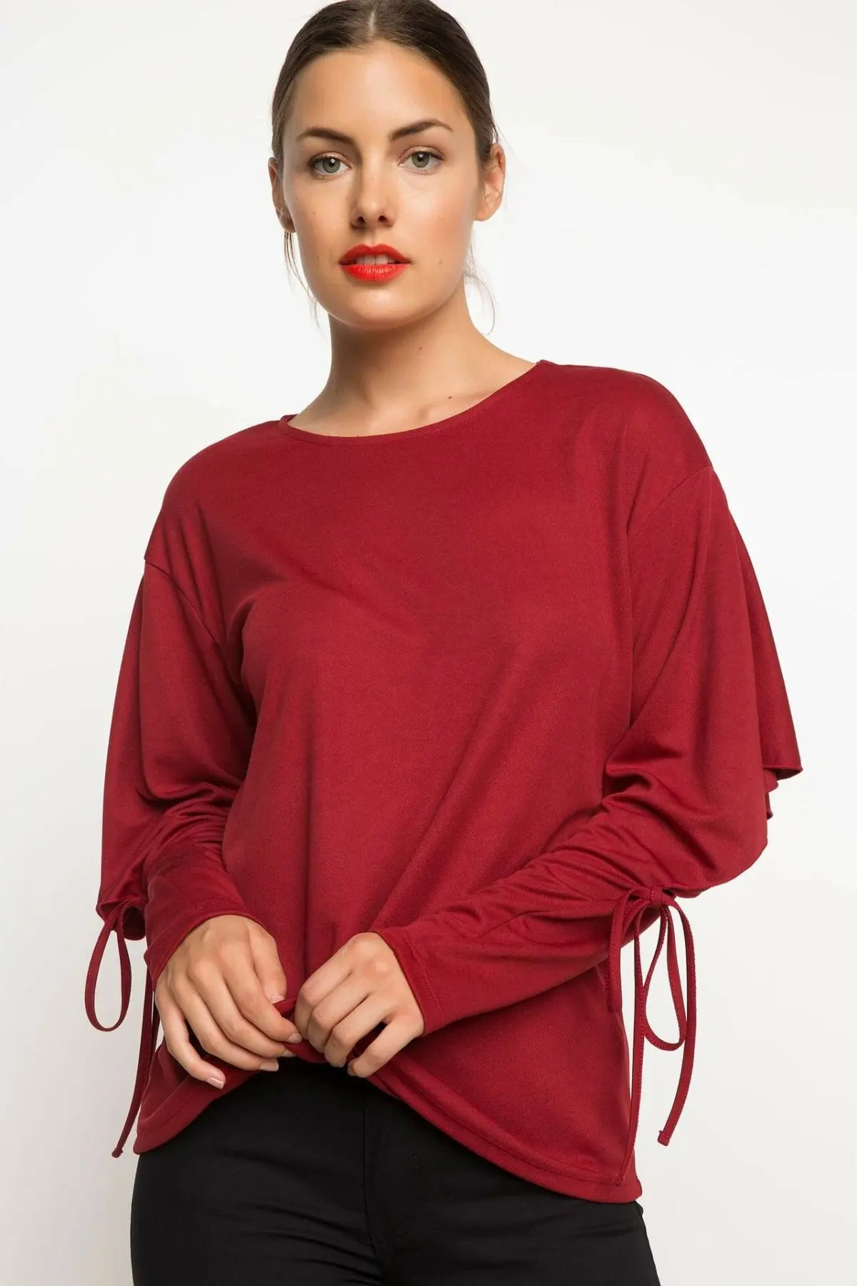 Дефакто осенний женский модный пуловер Дамский Длинный рукав o-образный вырез