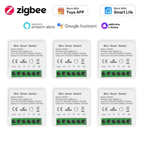 16A Zigbee 3,0 DIY мини-переключатель для Tuya Smart Life синхронизации беспроводного управления релейные модули автоматизации работы с Alexa Google Home яндекс алиса