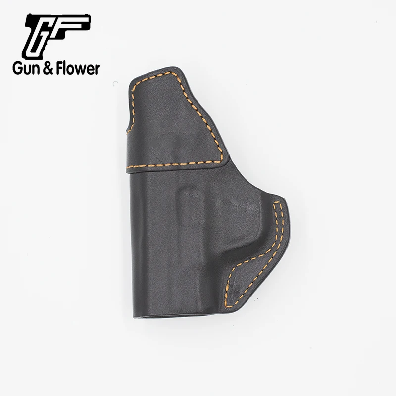 Для S&W M&P Shield 9 мм, кожаные кобуры для пистолетов IWB, сумки для пистолетов для скрытого ношения, коричневыйчерный стежок с зажимом для ремня, правая рука (art.: 3920cffc313ec) - 3920cffc313ec