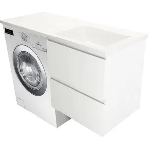 Тумба с раковиной Эстет Даллас Люкс 130R подвесная под стиральную машину два ящика