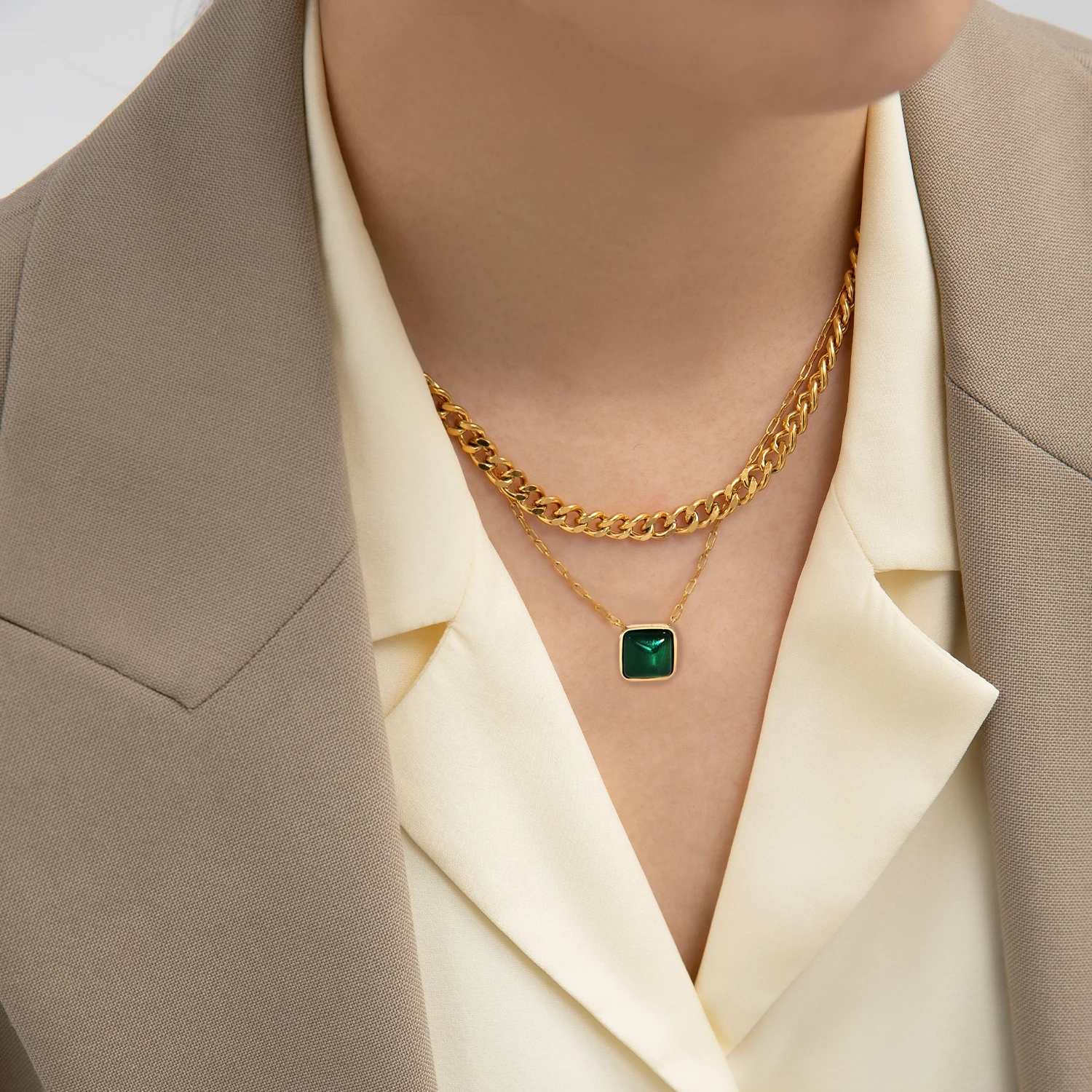 Ожерелье Uworld из нержавеющей стали с подвеской водонепроницаемый двухслойный