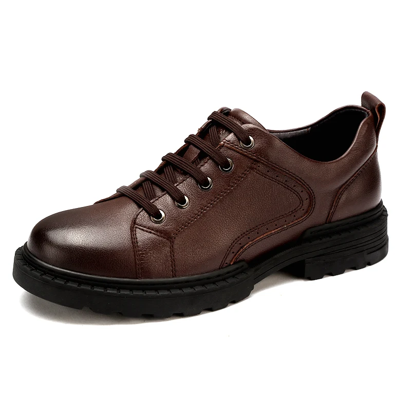 A932155120brown CAMEL/Осенняя мужская обувь из натуральной кожи; деловая обувь в английском стиле; Повседневная Удобная обувь для папы; Мужская нескользящая обувь с большой кожей головы - Цвет: A932155120brown