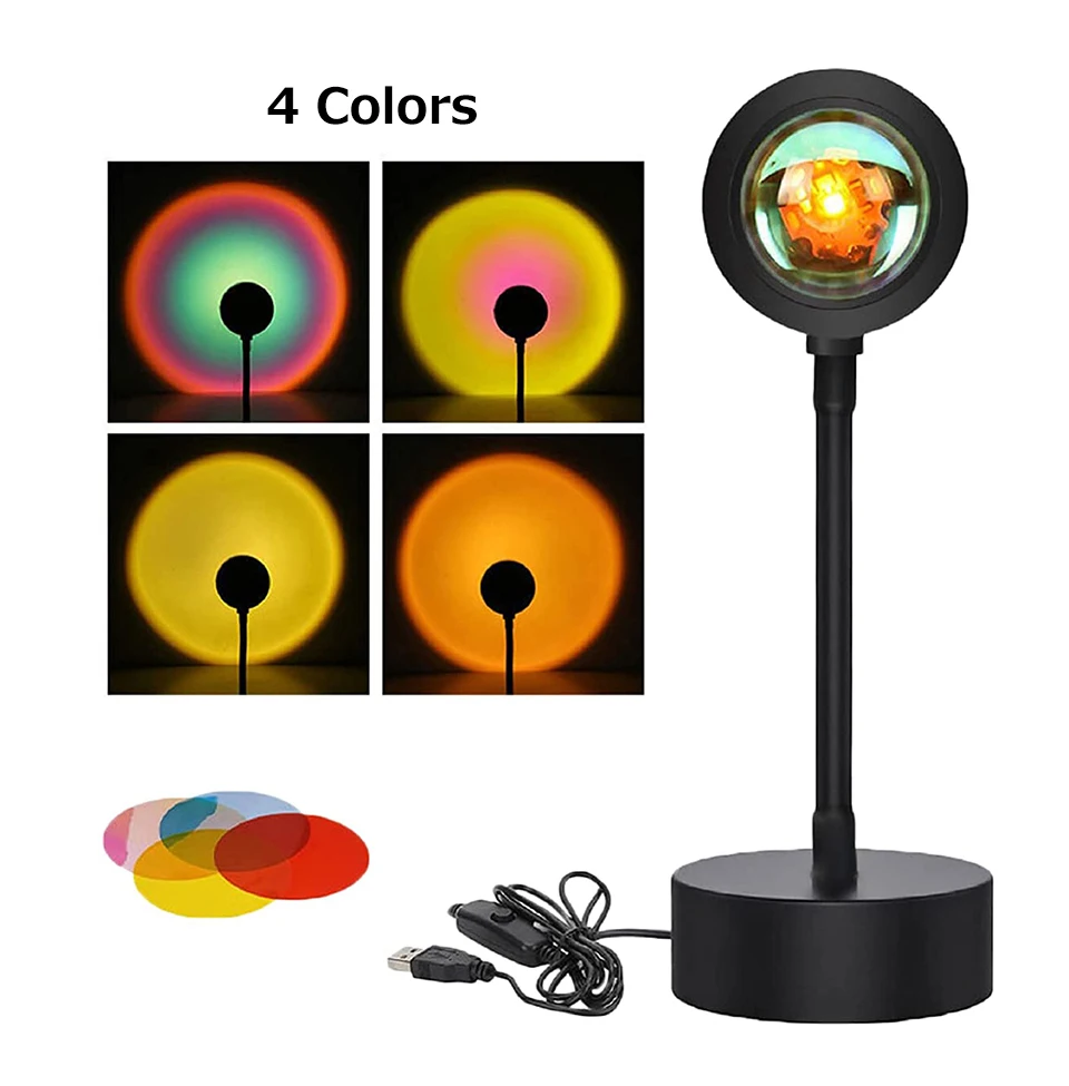 Sunset Lamp RGB 16 Colors APP Remote Control Bluetooth-compatible Projection Night Light for Home Bedroom Background Decoration 3d night light