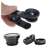 universal 3 in 1 lens lens fish eye wide and macro with clip for smartphone
