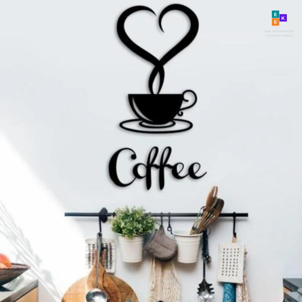

Coffee Cup MDF Table Laser Cut Graffiti Writing Laser Cut MDF New Home Gift Kitchen Room Decorations Wooden Graffiti