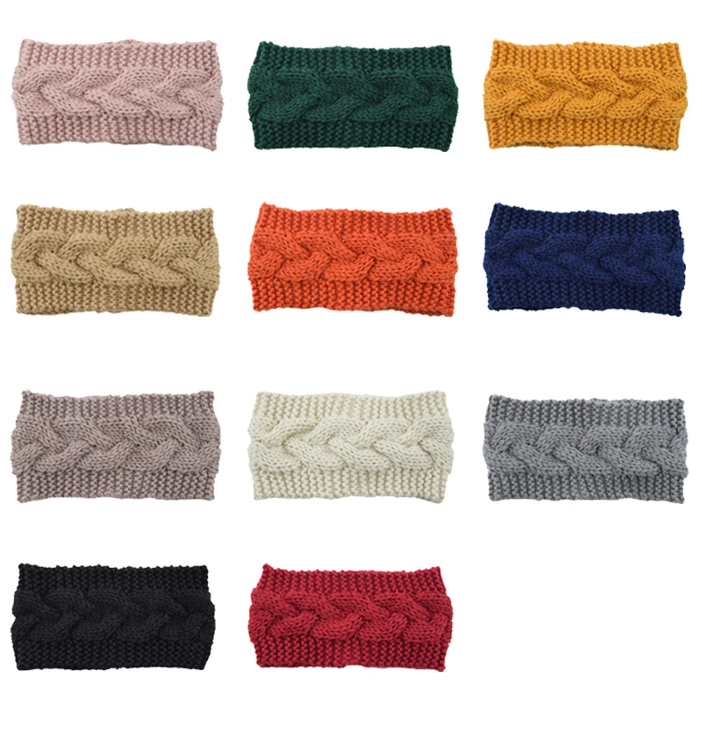 

MOLANS Winter Warmer Ear Knitted Headband For Lady Women Crochet Wide Stretch Solid Hairband Headwrap Hair Accessories