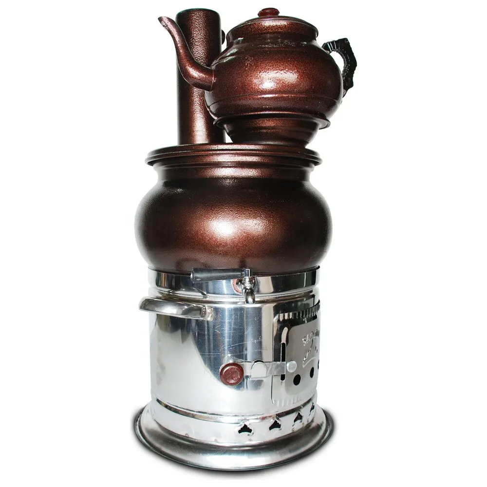

Lux Samovar with Copper Look Teapot Wood Coal Burning Stove Outdoor Water Heater Tea Kettle BBQ Multi Purpose Cooker 4.5 Liter