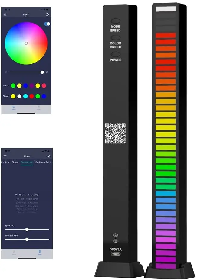 Музыкальный спектр LED-световой индикатор уровня аудио Подбор ритма для автомобильного плеера Освещение атмосферы спальни (40 черный) включено.