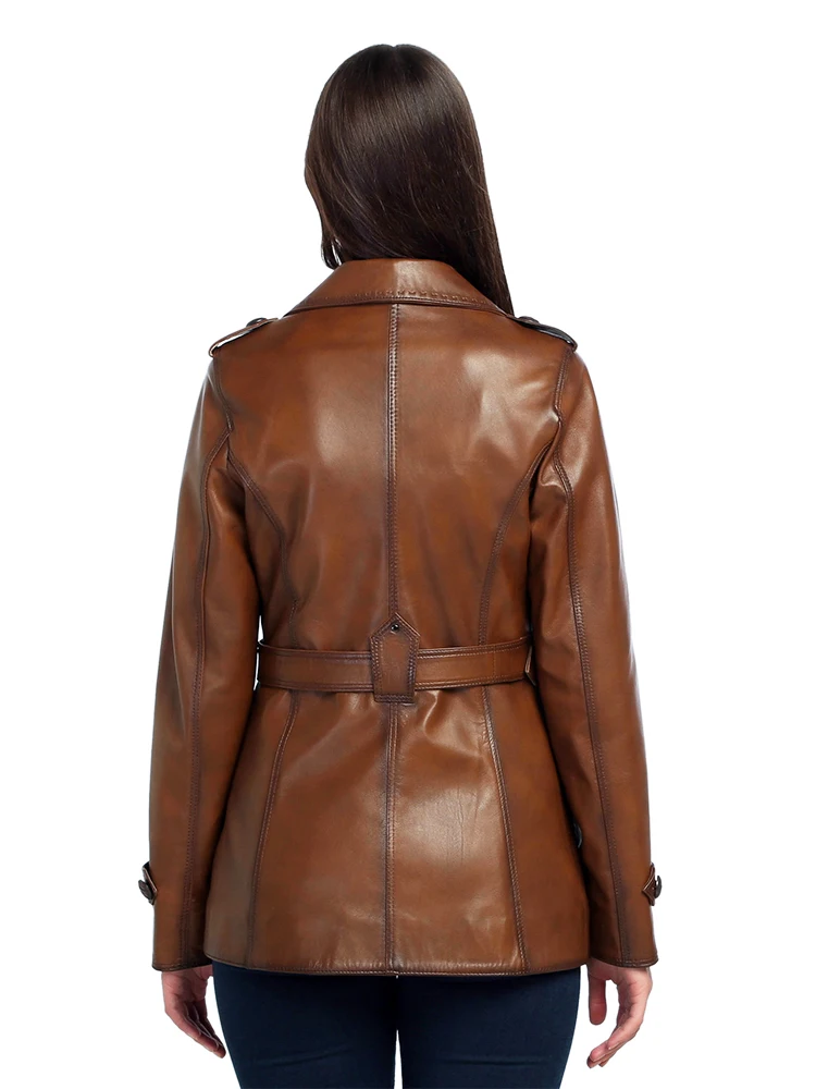 Genuine Soft Lambskin Leather Jacket Handmade Female Red Pink Trench Coat Woman Real Fur Custom Matrix Style Product Jackets