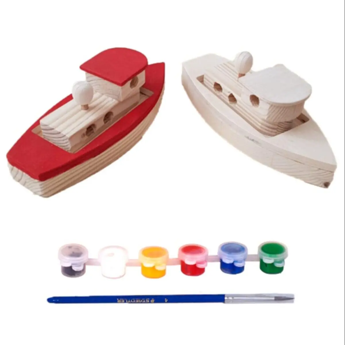 

Natural Wooden Toy Ship Boat Handmade Montessori Creative Toys For Children Ecofriendly Preschool Kids Educational Paintable