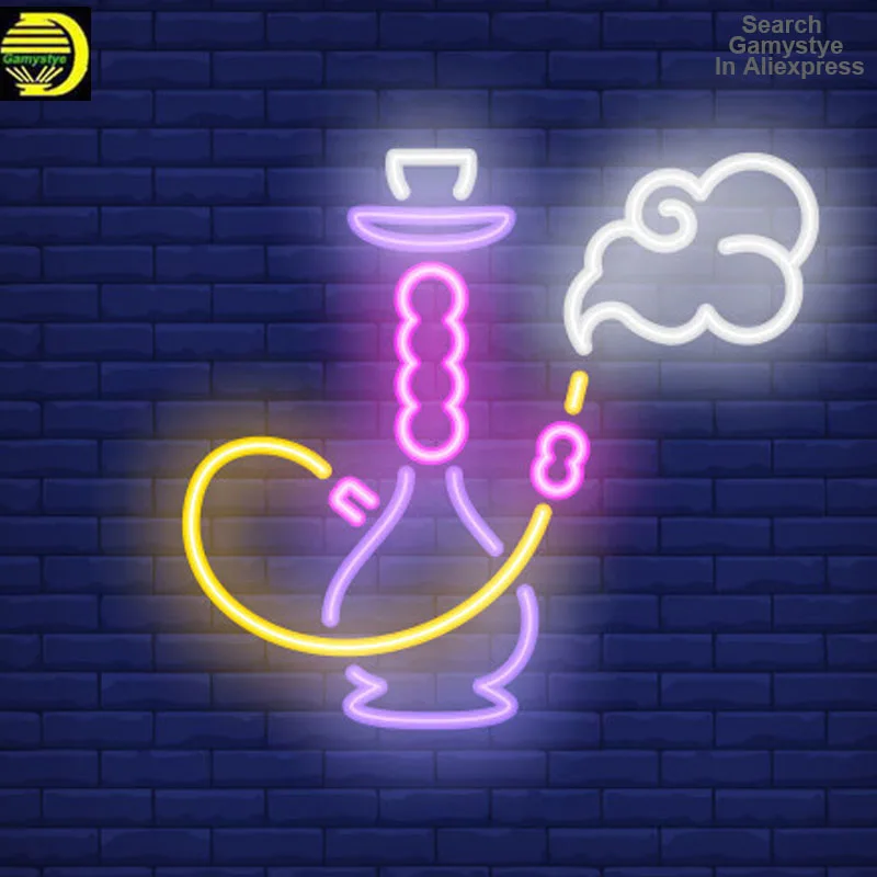 

Neon Sign Icon of Hookah with Smoke Cigar Aesthetic Decor Wall Lights Neon Ribbon Room Decor Lamps For Wall Sconce Night Light
