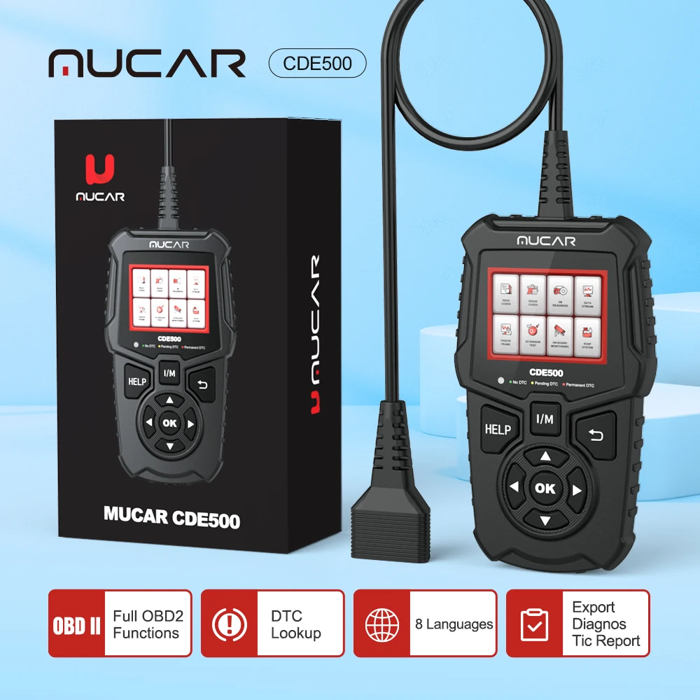 

Диагностический сканер MUCAR CDE500 DTC OBD2, диагностический прибор для автомобиля, устройство чтения кодов и данных в реальном времени, бессрочное...
