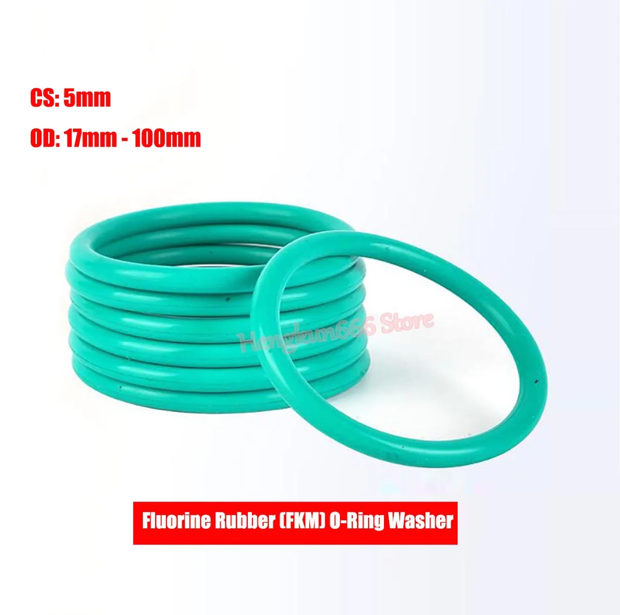 

CS 5mm O-Ring Green FKM Fluorine Rubber O Ring Sealing Washer Gaskets OD 17mm-100mm Insulation Oil Resistant High Temp