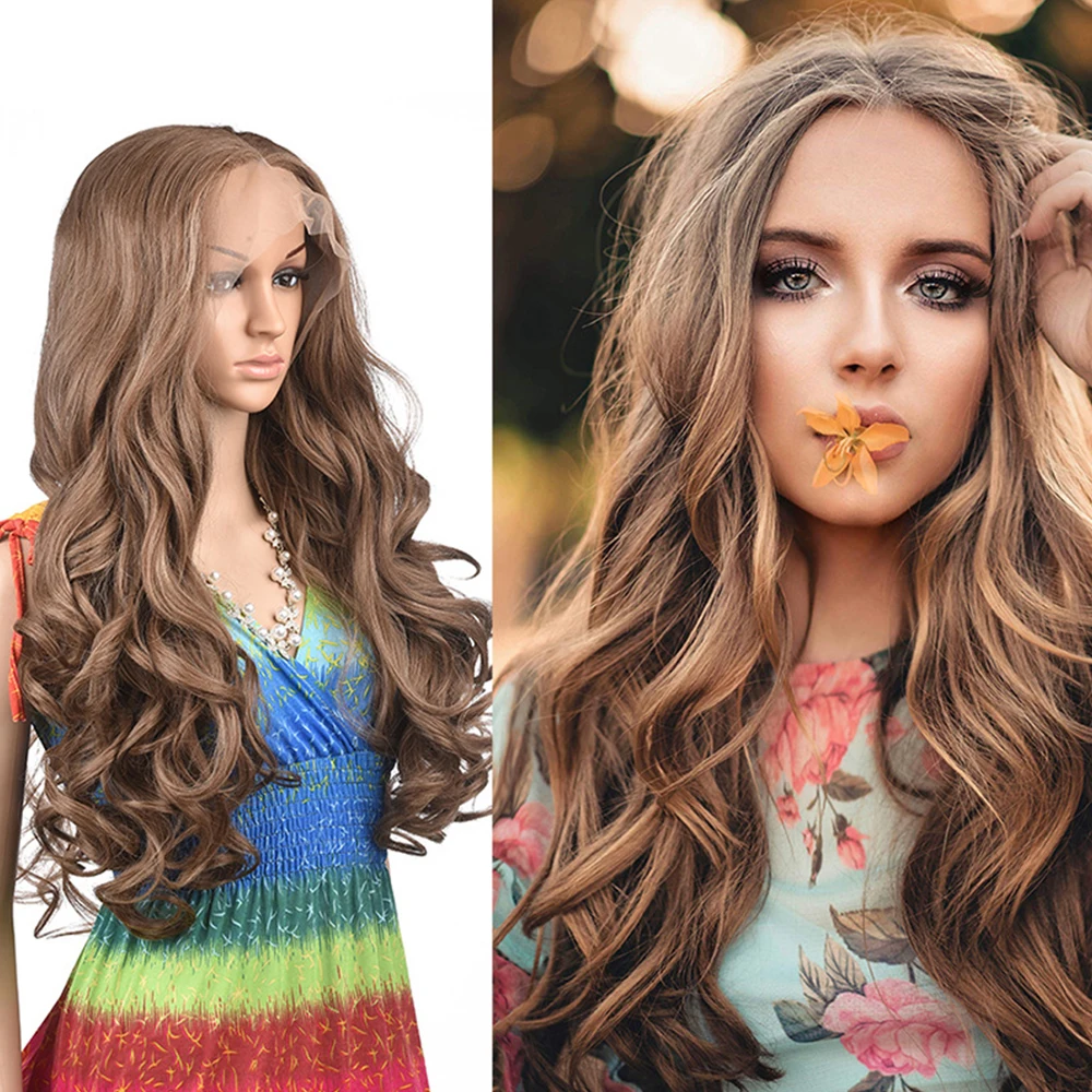 

LVHAN Transparent Lace Front Wigs Multiple Colors Water Wave Wig Rainbow Heat Resistant Synthetic Fiber Wig Cosplay