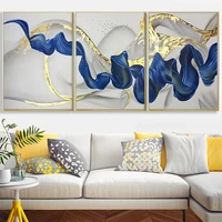 abstract wall art canvas painting modern golden and blue color posters and print cuadro picture living room office decoration