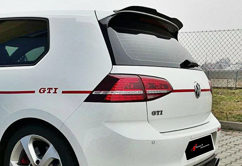 Enlarge V.W Golf MK7 and MK7.5 2012 - 2019 GTI MAX Design Cap Rear Spoiler Wing Extension Piano Gloss Black Surface Plastic
