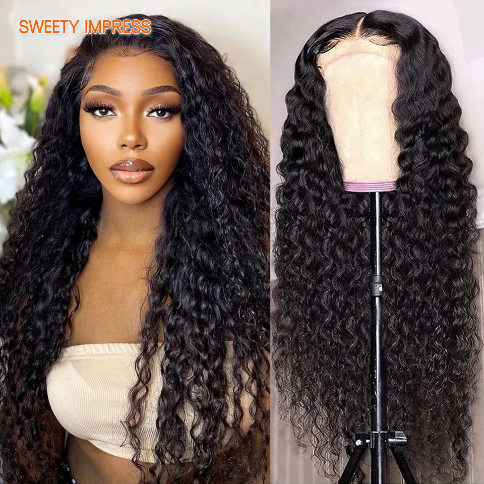 

Deep Wave Lace Front Human Hair Wigs For Women 13X4x1 T part Lace Frontal Wig Peruvian kinky Curly Lace 180% sweety impress