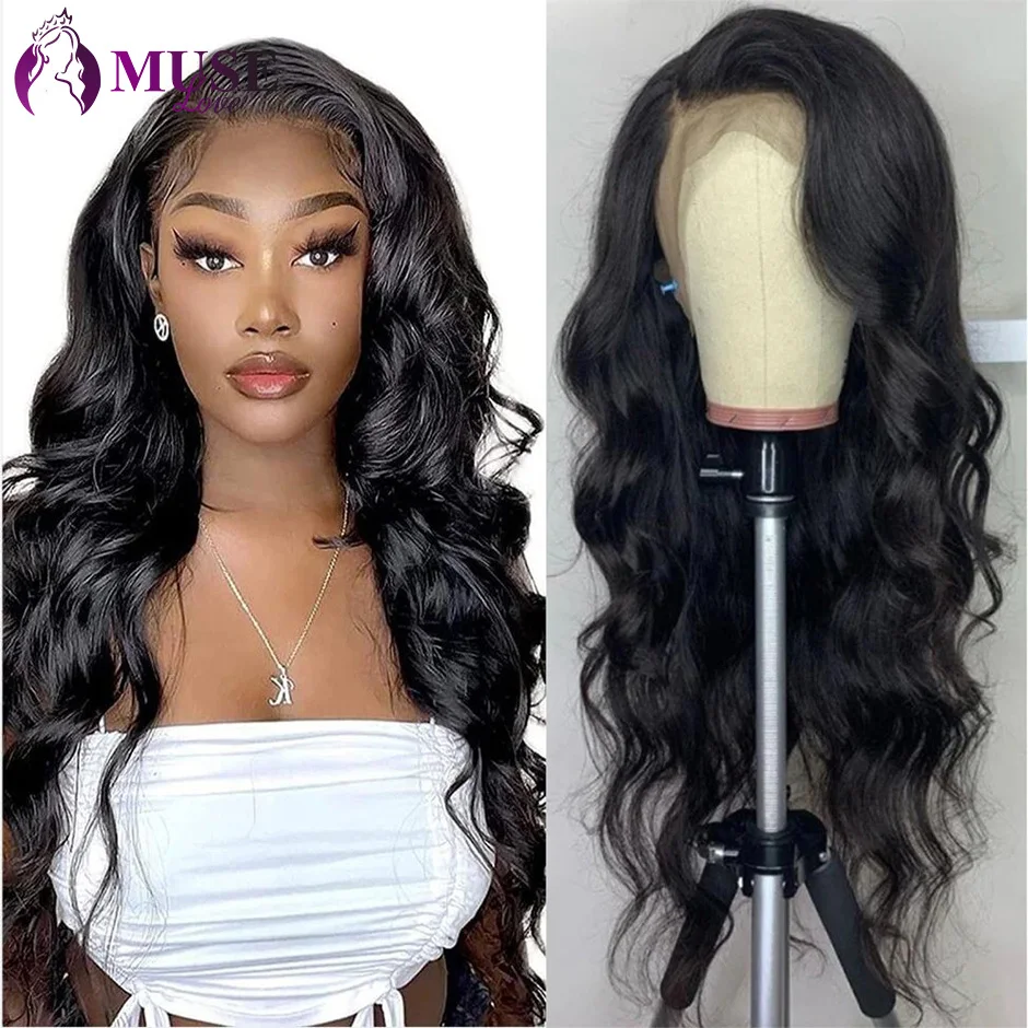 13x4 HD Transparent Lace Front Human Hair Wigs with Baby Hair Brazilian Body Wave Pre-Plucked 4x4 Lace Closure Human Hair Wigs