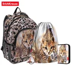 Школьный ортопедический рюкзак для девочки Erich Krause - ErgoLine 15L - Wild Cat + пенал и мешок для обуви (48459)