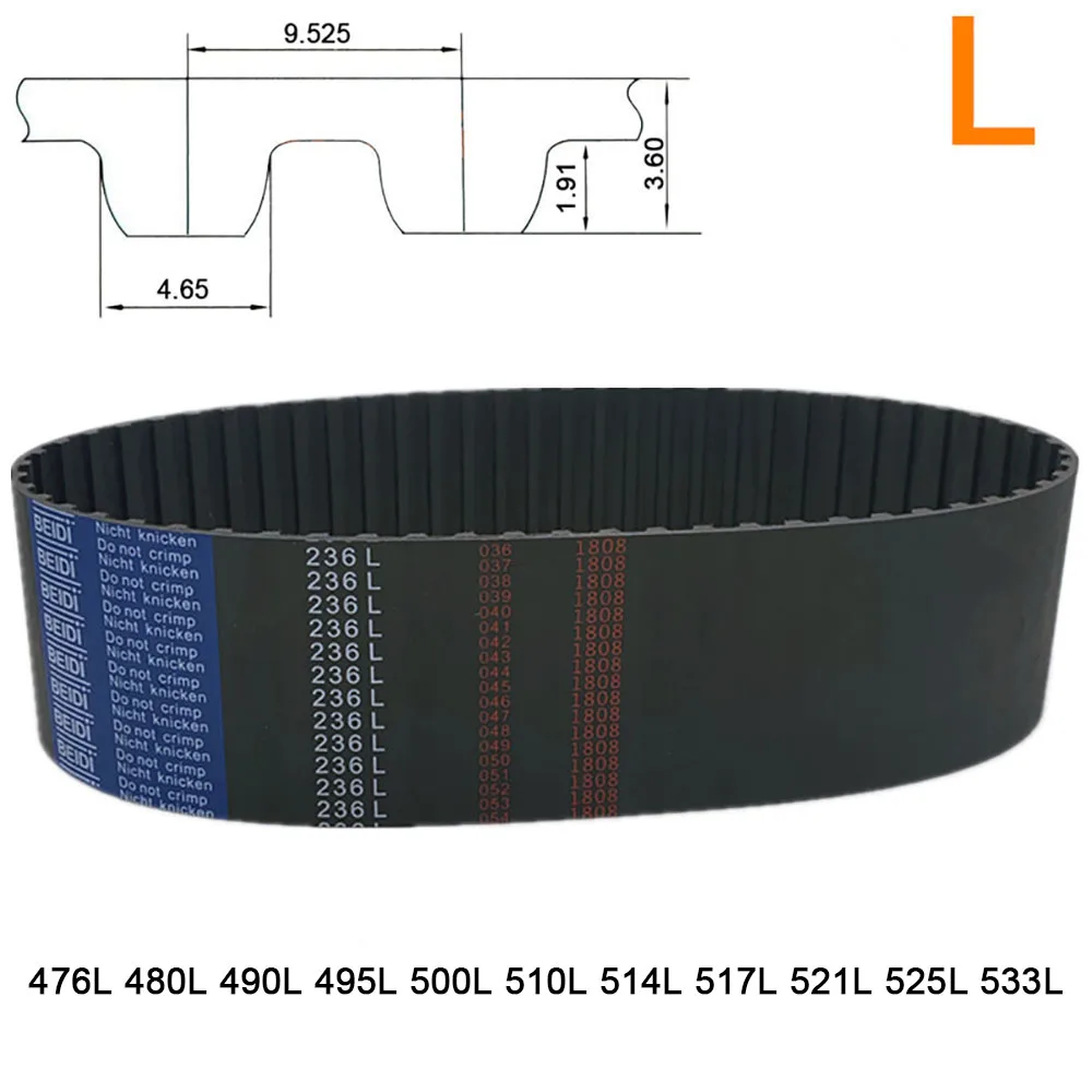 

Width 12.7 20 25 38mm L Rubber Timing Belt 476L 480L 490L 495L 500L 510L 514L 517L 521L 525L 533L Synchronous Belt