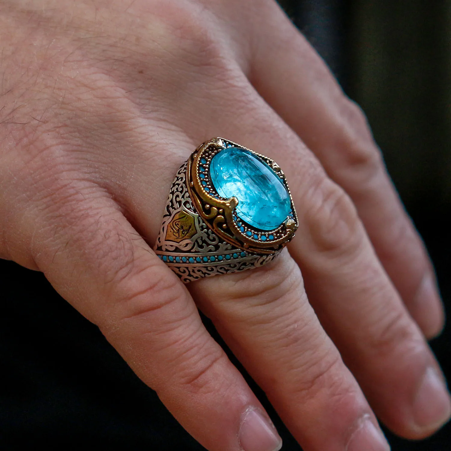 

Ala Series-King Crown Paraiba Stone Silver Ring Fashion Turkish Premium Quality Handmade Jawelery