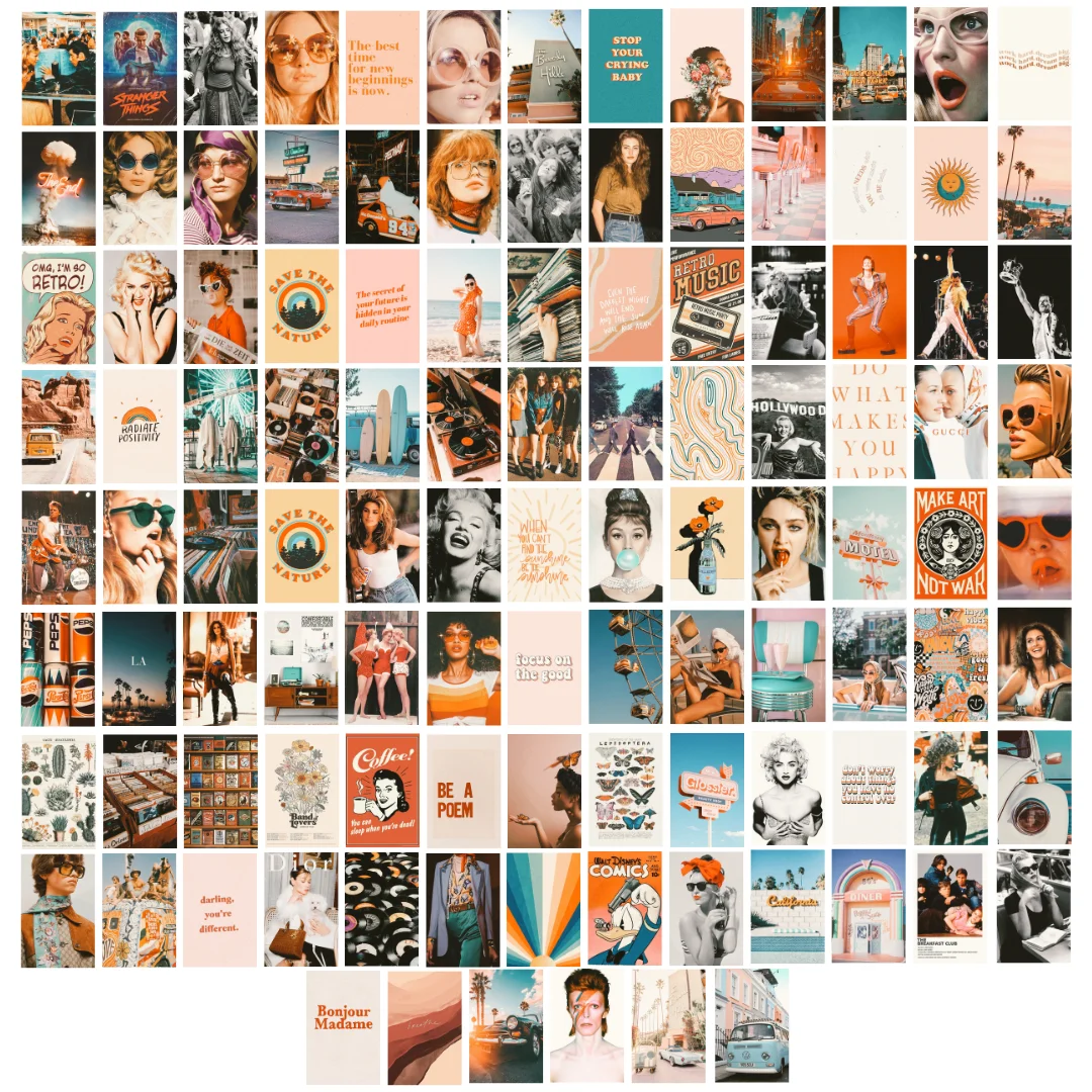 

Retro Y2K Room Decor | Wall Collage Set Aesthetic Retro Photos | 110 Set of 4x6 Inches (10*14cm) | Bedroom and Living Room Decor