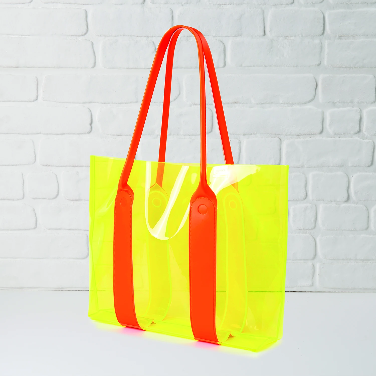 

FunBag Beach 20 009 Transparent Neon Shoulder Bag with Faux Leather Handle