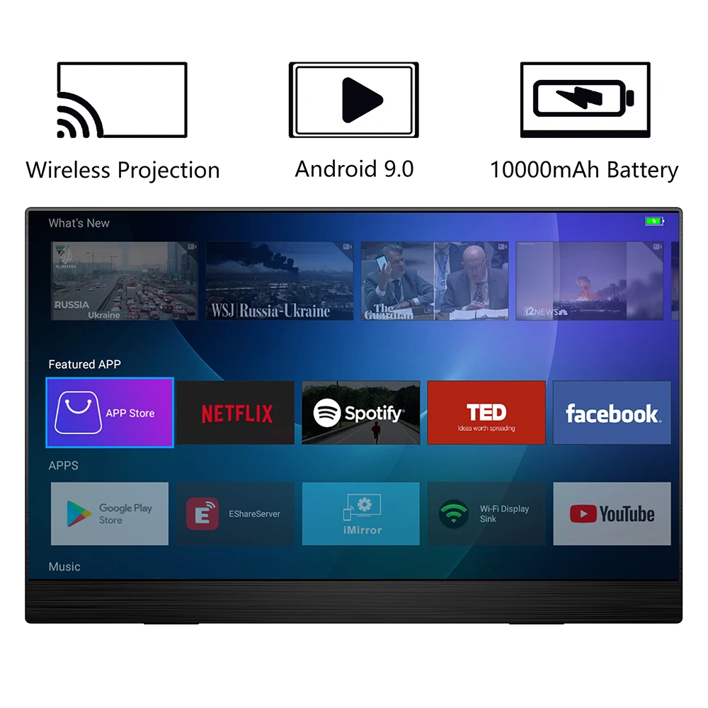 15 6 FHD IPS батарея сенсорная Беспроводная Android Смарт Портативный монитор APP Store Google